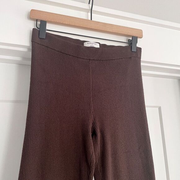 ❤️ Aritzia Babaton Distill Leggings Side Slit Brown Coffee Bean Ribbed Knit Pant - Picture 4 of 10